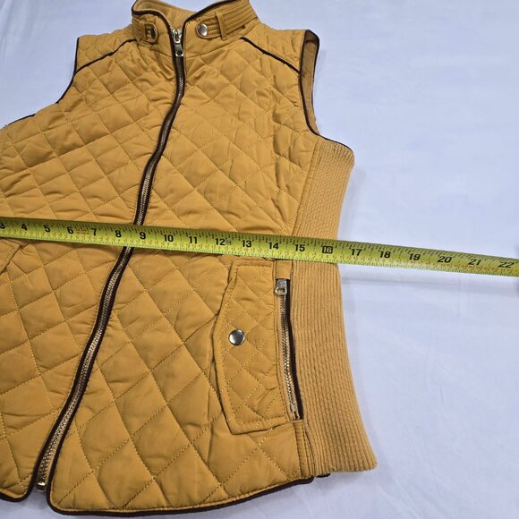 LOVE TREE Women's Quilted Puffer Vest Full Zip Size Medium Yellow / Gold Vest - Picture 6 of 12